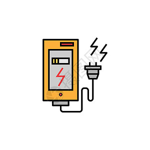 移动充电充电 充电线彩色图标 能量图图标的元素 标志 符号可用于网络 标志 移动应用程序 UI UX插画