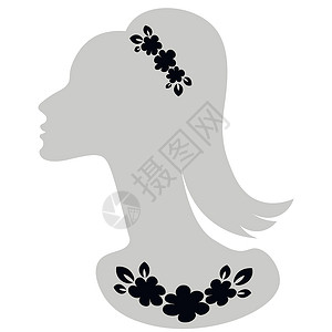一个优雅的女性头像与珠宝的侧面用于广告珠宝或明信片的横幅 设计元素笔记本正方形图书插图项目背景图片