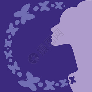 优雅的女性形象和蝴蝶 设计元素 魅力项目明信片插图魔法网站博客女性化笔记本图书背景图片