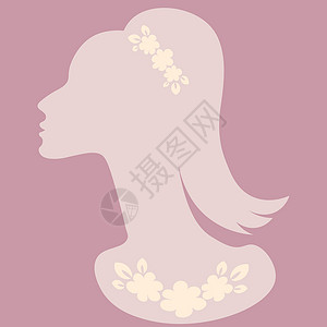 一个优雅的女性头像与珠宝的侧面用于广告珠宝或明信片的横幅 设计元素项目插图笔记本图书背景图片