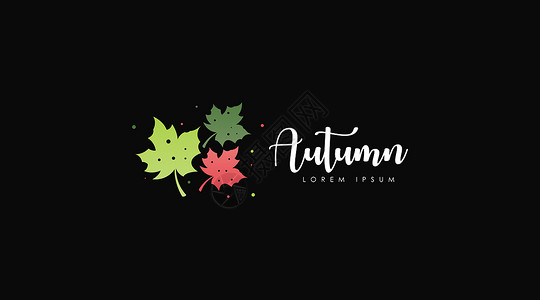 黑色背景中分离的秋天Logo设计概念矢量标识书法手绘植物学载体创意插图叶子树叶静脉背景图片
