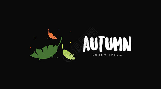 一叶子logo黑色背景中分离的秋天Logo设计概念矢量徽标创意季节橙子植物标识叶子植物学打印插图插画