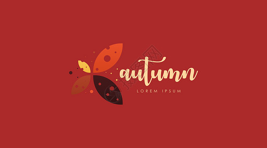 黑色背景中分离的秋天Logo设计概念矢量徽标叶子植物学插图树叶季节手绘标签创意标识背景图片