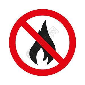 红色火焰图标禁火标志 交叉火焰图标 红圆插画