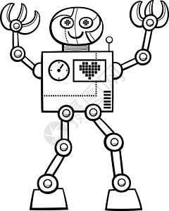 漫画有趣的机器人幻想人物字符彩色书页填色本玩具力学小说金属绘画彩书卡通片机械人工智能背景图片