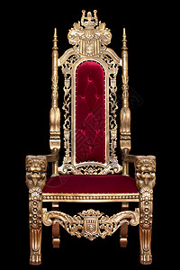 红王座椅被隔离在黑色背景上 国王的位置 宝座 沙皇的椅子背景图片
