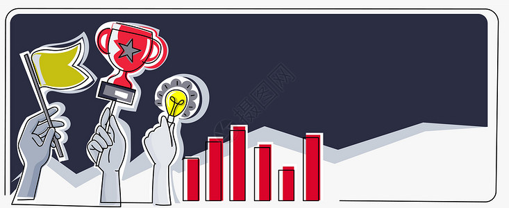 奋斗斗图握手掌旗 为实现目标而奋斗 用图栏庆祝成功的理念和奖杯灯光 棕榈带新观点 目标和成果的标志数据领导金融经理人士成就成人办公室计算设计图片