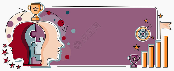 胶头飞镖两个头与拼图相连 显示解决问题和分享成功 大脑连接 解决想法 取得成果 成就商务战略金融竞赛男人科学图形智力教育卡通片设计图片