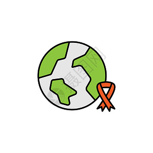 癌症图标彩色的癌症线条图标 标志和符号可用于网络 标识 移动应用程序 UI 白背景 UX插画