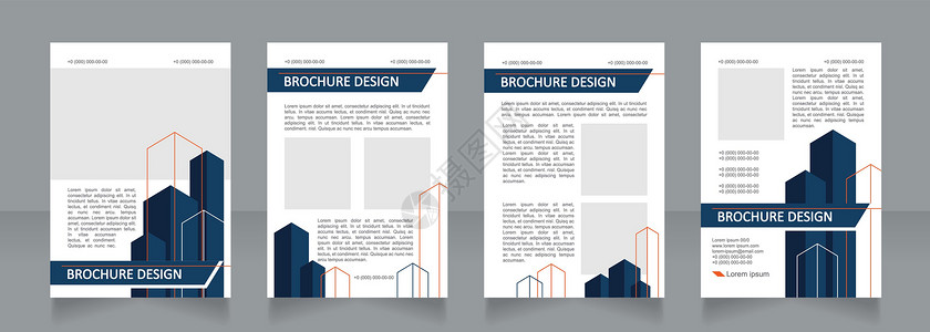 地产传单建筑摩天大厦白蓝白空白小册子设计图设计图片