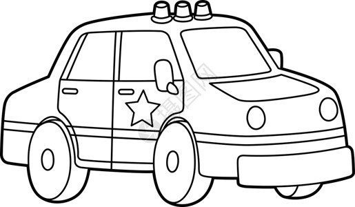 巡逻车专为儿童孤立的警车配色页面插画