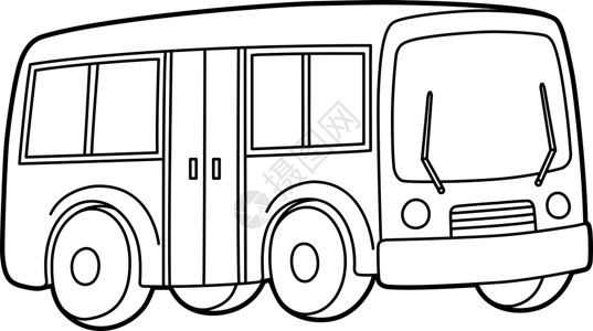 为孩子们孤立的 Bus 校车颜色页面背景图片