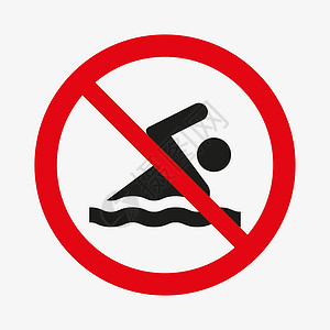 救生员矢量标志不游泳 游泳禁止的图标设计图片