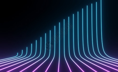 黑暗背景下 RGB 霓虹灯的 3d 渲染 抽象激光线显示在晚上 紫外光谱光束场景紫色全景音乐电子产品紫外线技术力量脉冲墙纸冲动背景图片