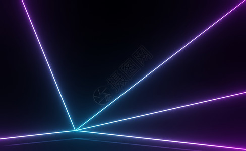 激光照射黑暗背景下 RGB 霓虹灯的 3d 渲染 抽象激光线显示在晚上 紫外光谱光束场景冲动辉光墙纸舞蹈力量音乐拱廊坡度韵律游戏背景