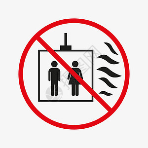 红色海拔发生火灾时不使用电梯 不得使用电梯插画