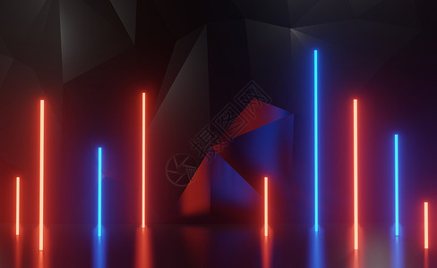 黑暗背景下 RGB 霓虹灯的 3d 渲染 抽象激光线显示在晚上 紫外光谱光束场景展示韵律紫色技术坡度紫外线插图海浪游戏脉冲背景图片
