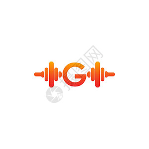 带有barbell 图标的字母 G 健身设计模板插图背景图片