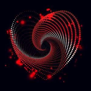 由半调点 红色组成的抽象螺旋心形背景图片