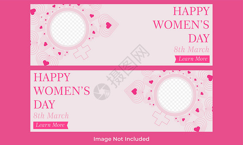 妇女节粉色横幅国际妇女节社交媒体故事模板传单庆典权利横幅活动全球设计帖子快乐多样性插画