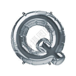 3D 银制充气泡沫泡球字母Q 党装饰元素背景图片