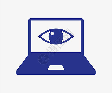 防蓝光镜片蓝光向量 带有眼睛图标的计算机插画