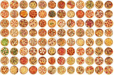 尼图素材香肠零散 各种种类的比萨团拼贴图小吃菜单团体营养香肠圆圈食物美食餐厅背景