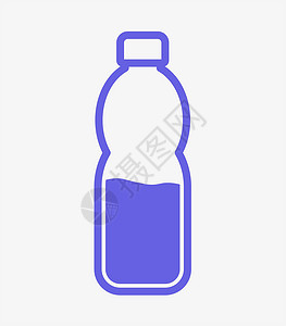 饮水图标平板设计风格中的蓝瓶矢量图标插画