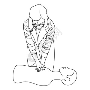 心肺复苏术急救和CPR培训玩偶矢量说明插画