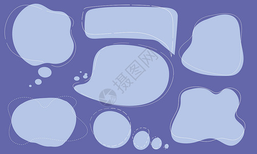 气泡会话框一套言语泡泡乐趣繁荣收藏紫色草图思考蓝色演讲说话沉思设计图片