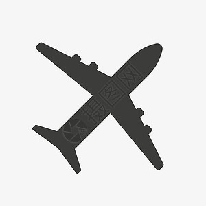 黑色飞机白色背景上隔离的飞机矢量图标插画