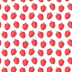 手绘手捧草莓白色背景上的红草莓无缝模式 用于织物 包装 剪贴布等背景