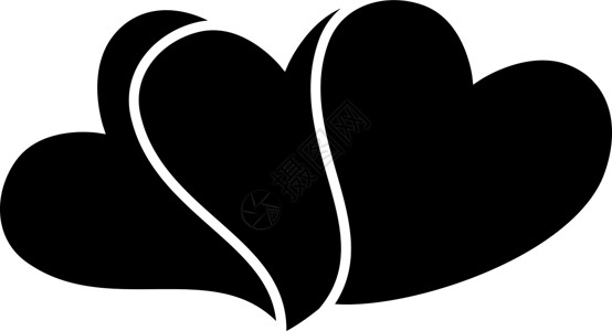 三个红心 Glyph 图标矢量插图情人白色黑色热情艺术情感绘画背景图片