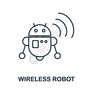 机器人标志无线机器人图标 来自互联网技术集合的线元素 用于网页设计 信息图表等的线性无线机器人图标标志设计图片