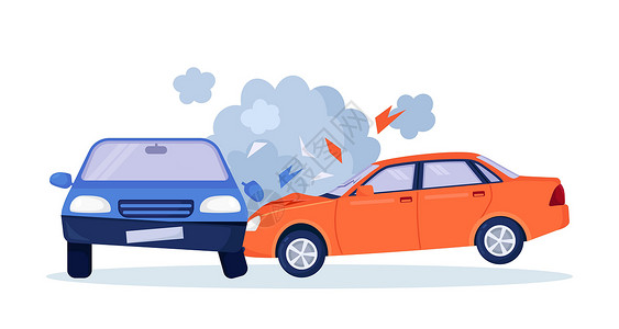 事故车车祸在路上 红色和蓝色的汽车在城里坏了 道路交通事故 高速公路上被砸的汽车 车辆碰撞 汽车损坏危险保险引擎发动机机械服务机器风险设计图片
