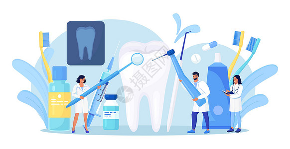 牛嘴牙医清洁和治疗大的不健康牙齿与龋齿腔 牙疼 口腔医学 牙科概念 医生用专业仪器进行检查和治疗 牙科预约矫正牙刷病人疾病磨牙考试疼设计图片
