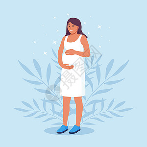 孕期产检孕期和母亲幸福 美丽的年轻孕妇怀着她的肚子 妈妈期待分娩 (笑声)设计图片