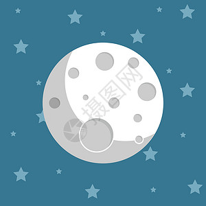 以平坦的风格在空间中的行星 月球和恒星矢量插图以孤立的背景显示 天文符号商务概念宇宙科学月光技术星星宏观世界卫星小说天文学旅行设计图片