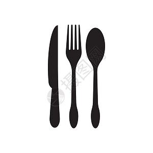 艺术叉勺叉勺刀图标早餐勺子黑色工具团体午餐餐厅艺术食物用餐插画