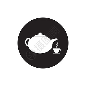 茶壶图标早餐用具休息液体餐具标识陶瓷网络咖啡喷口插画