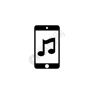 手机音乐播放界面移动音乐播放器 电话播放音频 平面矢量图标说明 白色背景上的简单黑色符号 移动音乐播放器 网络和移动 UI 元素的电话音频标志设插画