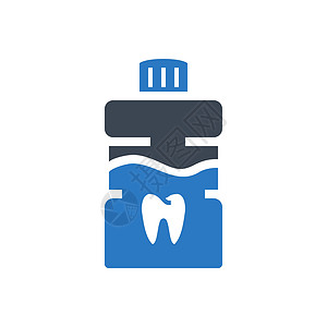 漱口水口红嘴Glyph 图标治疗预防牙齿牙科保健液体字形瓶子卫生矫正插画