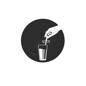 手端杯子启动一个饮料矢量图标插图概念设计模板Name白色传统茶匙烹饪剪贴画卡通片黑色杯子早餐咖啡插画