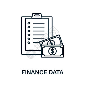 卒中中风财务数据图标 项目开发集合中的行元素 用于网页设计 信息图表等的线性金融数据图标标志设计图片