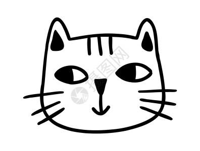 拖头可爱的手工拖猫 有趣的大豆猫 矢量漫画插图生日草图贴纸动物猫科宠物收藏爪子猫咪插画