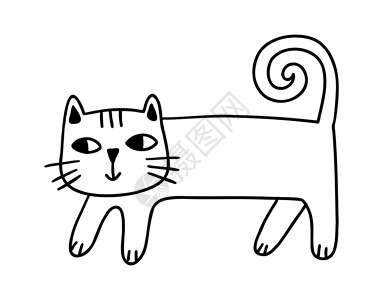 可爱的手工拖猫 有趣的大豆猫 矢量漫画插图收藏爪子宠物贴纸动物猫科猫咪草图生日背景图片
