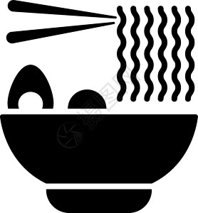 味噌汤图标食品矢量筷子餐厅猪肉白色盘子黑色午餐绘画面条字形插画