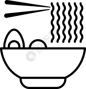 日本味增汤Ramen碗大纲图标食品矢量插画