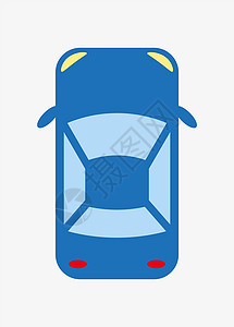 蓝色车素材白色背景上的蓝色矢量汽车顶视图图标插画
