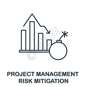 有效分散风险风险缓解图标 项目管理集合中的行元素 用于网页设计 信息图表等的线性风险缓解图标标志插画
